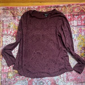 Simply Vera Vera Wang Maroon Patterned Long Sleeve Top